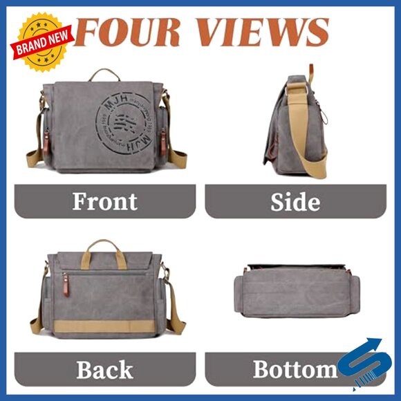 Amazon.com: Vintage Canvas Satchel Messenger Bag for Men  Canvas Messenger Bag Satchel Vintage Travel Shoulder Bag Laptop Compatible